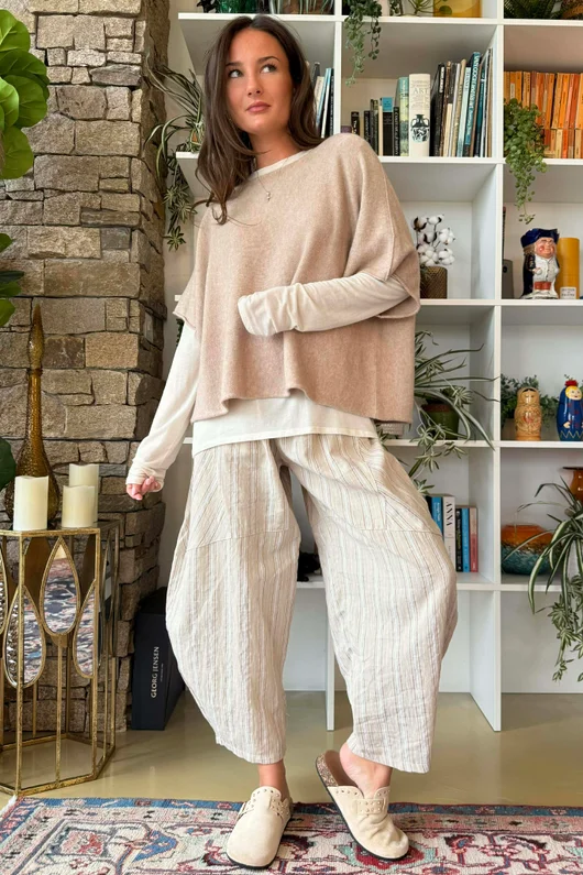 Essential Cashmere Blend Sheer Layering Top Ecru - **